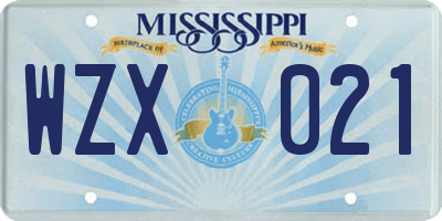 MS license plate WZX021