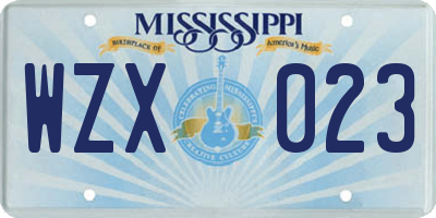 MS license plate WZX023