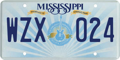 MS license plate WZX024
