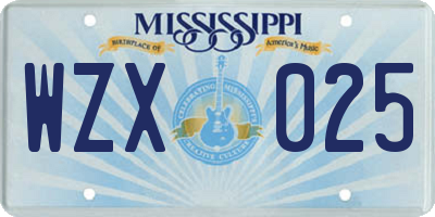 MS license plate WZX025