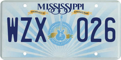MS license plate WZX026