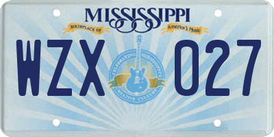 MS license plate WZX027