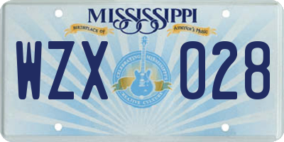 MS license plate WZX028