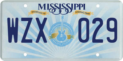 MS license plate WZX029