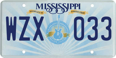 MS license plate WZX033