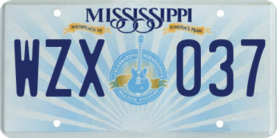 MS license plate WZX037