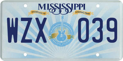 MS license plate WZX039