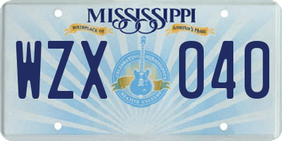 MS license plate WZX040