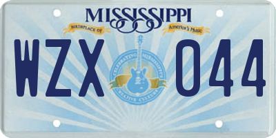MS license plate WZX044