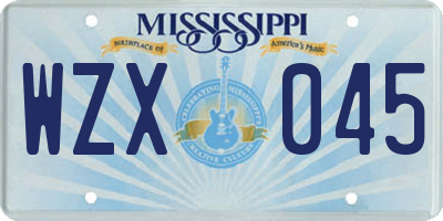 MS license plate WZX045
