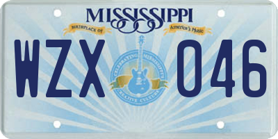 MS license plate WZX046