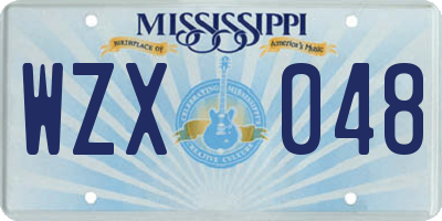 MS license plate WZX048