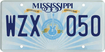 MS license plate WZX050