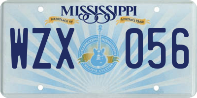 MS license plate WZX056