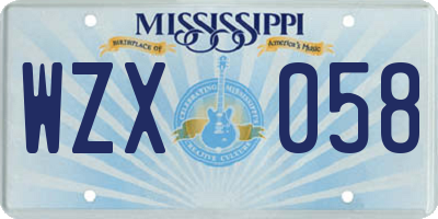 MS license plate WZX058