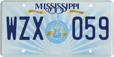 MS license plate WZX059
