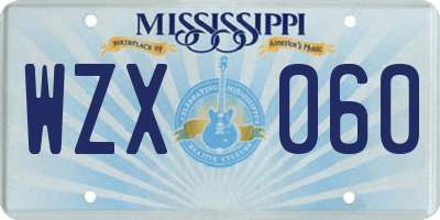 MS license plate WZX060
