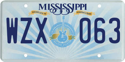 MS license plate WZX063