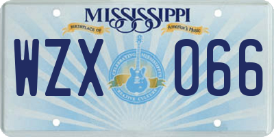 MS license plate WZX066