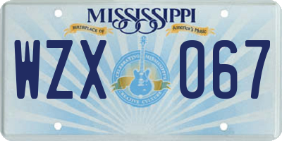 MS license plate WZX067
