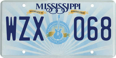 MS license plate WZX068
