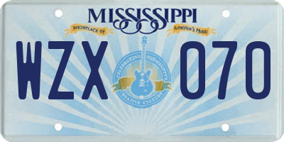 MS license plate WZX070