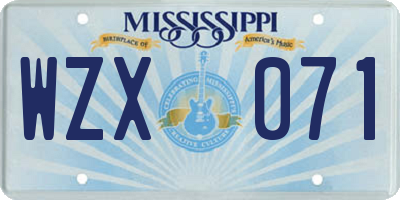 MS license plate WZX071
