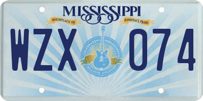 MS license plate WZX074