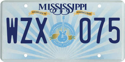 MS license plate WZX075