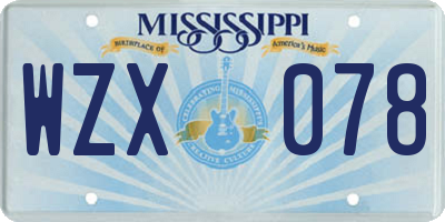 MS license plate WZX078