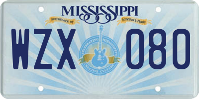MS license plate WZX080