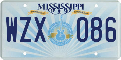 MS license plate WZX086