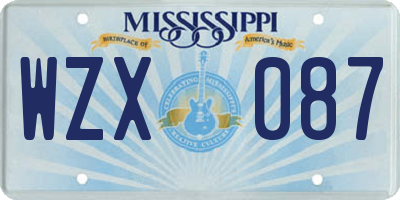 MS license plate WZX087