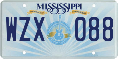 MS license plate WZX088