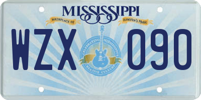 MS license plate WZX090