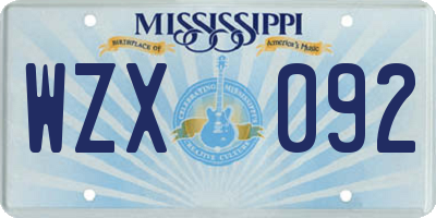 MS license plate WZX092