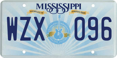 MS license plate WZX096