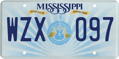 MS license plate WZX097