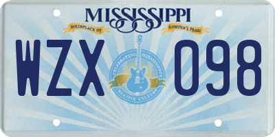 MS license plate WZX098