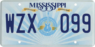 MS license plate WZX099