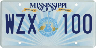 MS license plate WZX100