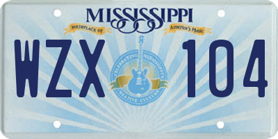 MS license plate WZX104