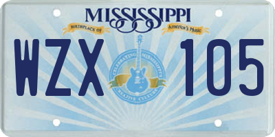 MS license plate WZX105