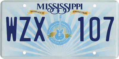MS license plate WZX107