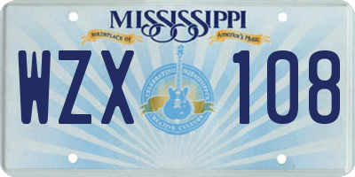 MS license plate WZX108
