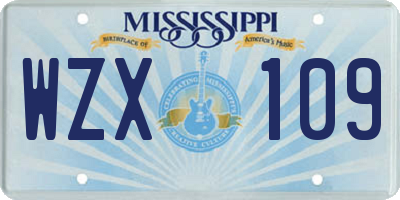 MS license plate WZX109