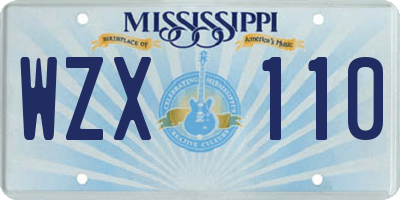 MS license plate WZX110
