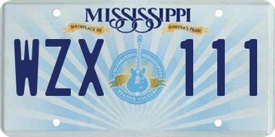 MS license plate WZX111