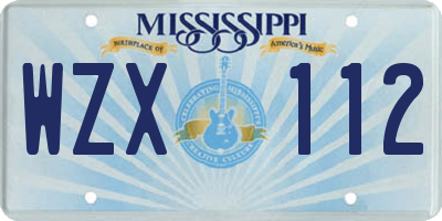 MS license plate WZX112