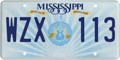 MS license plate WZX113